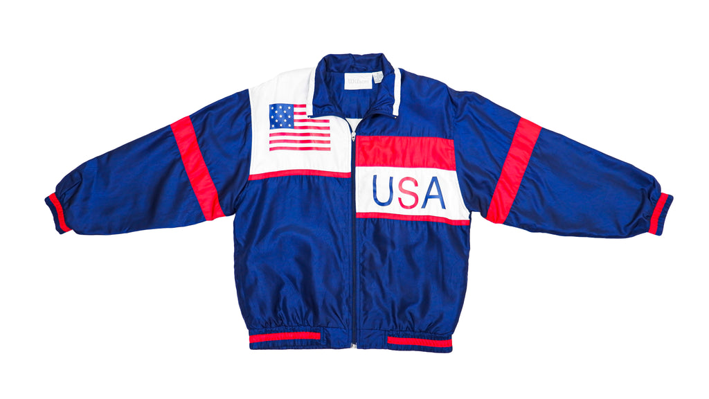 Wilson- Red, White and Blue USA Windbreaker 1990s Medium Vintage Retro