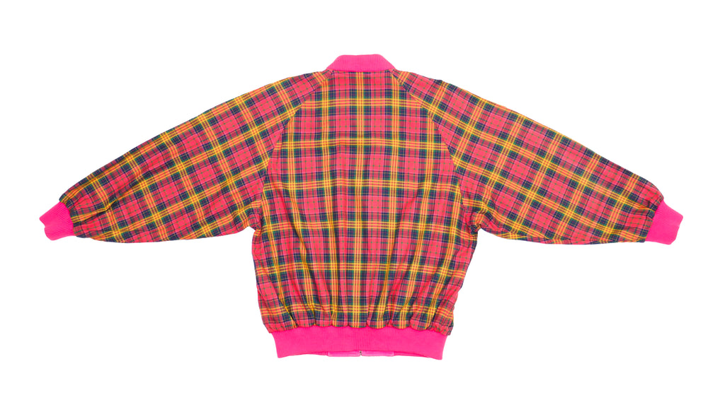 Lacoste - Pink & Plaid Reversible Bomber Jacket 1990s Large Vintage Retro