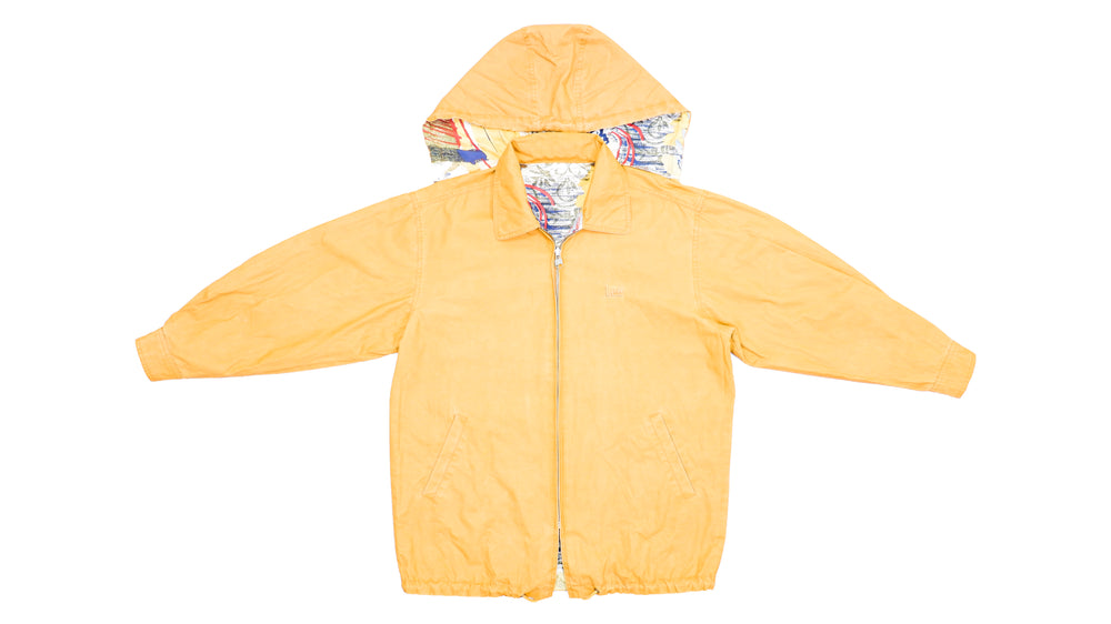 Lee - Reversible Yellow and Patterned Hooded Jacket 1990s Large Vintage Retro