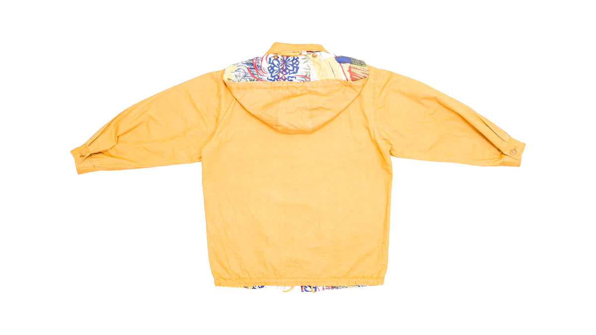 Lee - Reversible Yellow and Patterned Hooded Jacket 1990s Large Vintage Retro