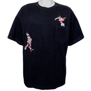Vintage (Acme Clothing) - Black Looney Tunes Bugs Bunny & Wile E. Coyote T-Shirt 1990s Large Retro