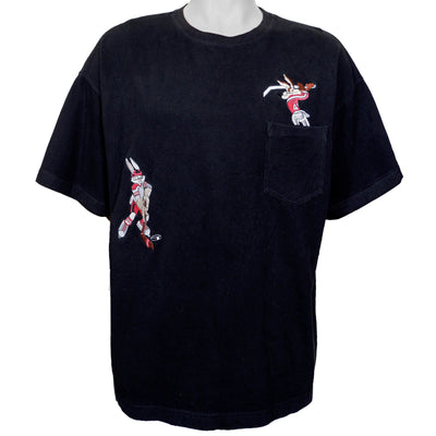 Vintage (Acme Clothing) - Black Looney Tunes Bugs Bunny & Wile E. Coyote T-Shirt 1990s Large