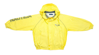Nautica - Yellow Spell-Out Hooded Jacket 1990s X-Large