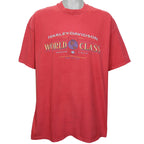 Harley Davidson - Red Spell-Out & Big Logo T-Shirt 1990s X-Large Vintage Retro