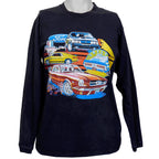 Vintage - Black Cars Printed Long Sleeved Shirt 1990s Medium Vintage Retro