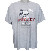Disney - Grey Mickey Mouse Spell-Out T-Shirt 1990s Large Vintage Retro
