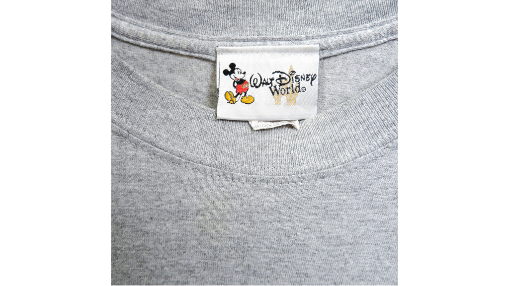 Disney - Grey Mickey Mouse Spell-Out T-Shirt 1990s Large Vintage Retro