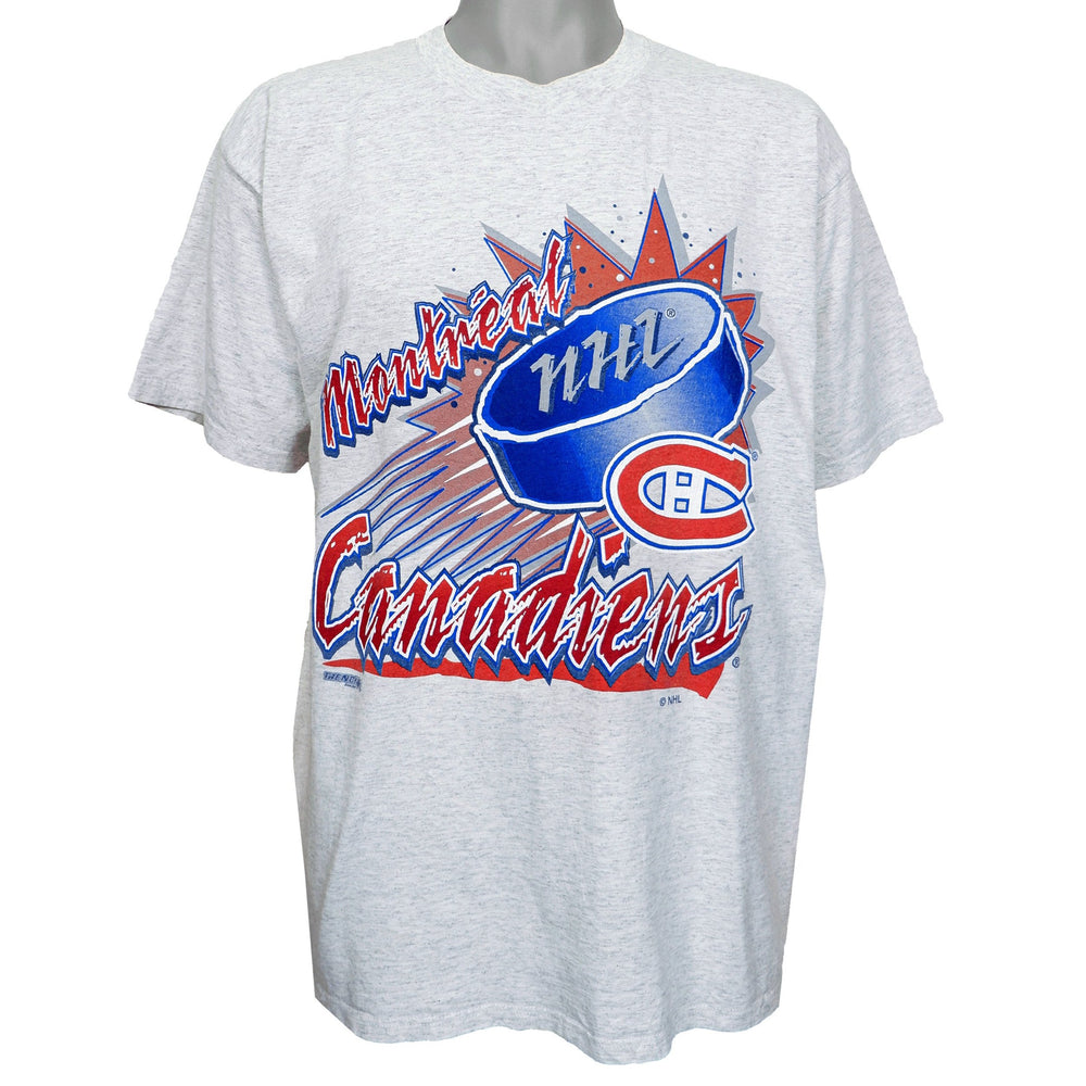 NHL (Trench) - Montreal Canadiens Spell-Out T-Shirt 1990s Large Vintage Retro NHL Hockey