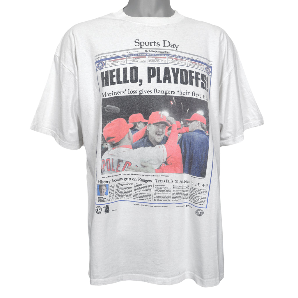 MLB - Rangers, Their First Division Title - The Dallas Morning News T-Shirt 1996 Large Vintage Retro Baseball