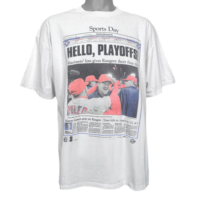 MLB (Silver Mountain Sportswear) - Hello, Playoffs! Texas Rangers Division Title T-Shirt 1996 Large