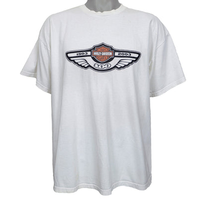 Harley Davidson - White 100 Years of Great Motorcycles  T-Shirt 1990s Large