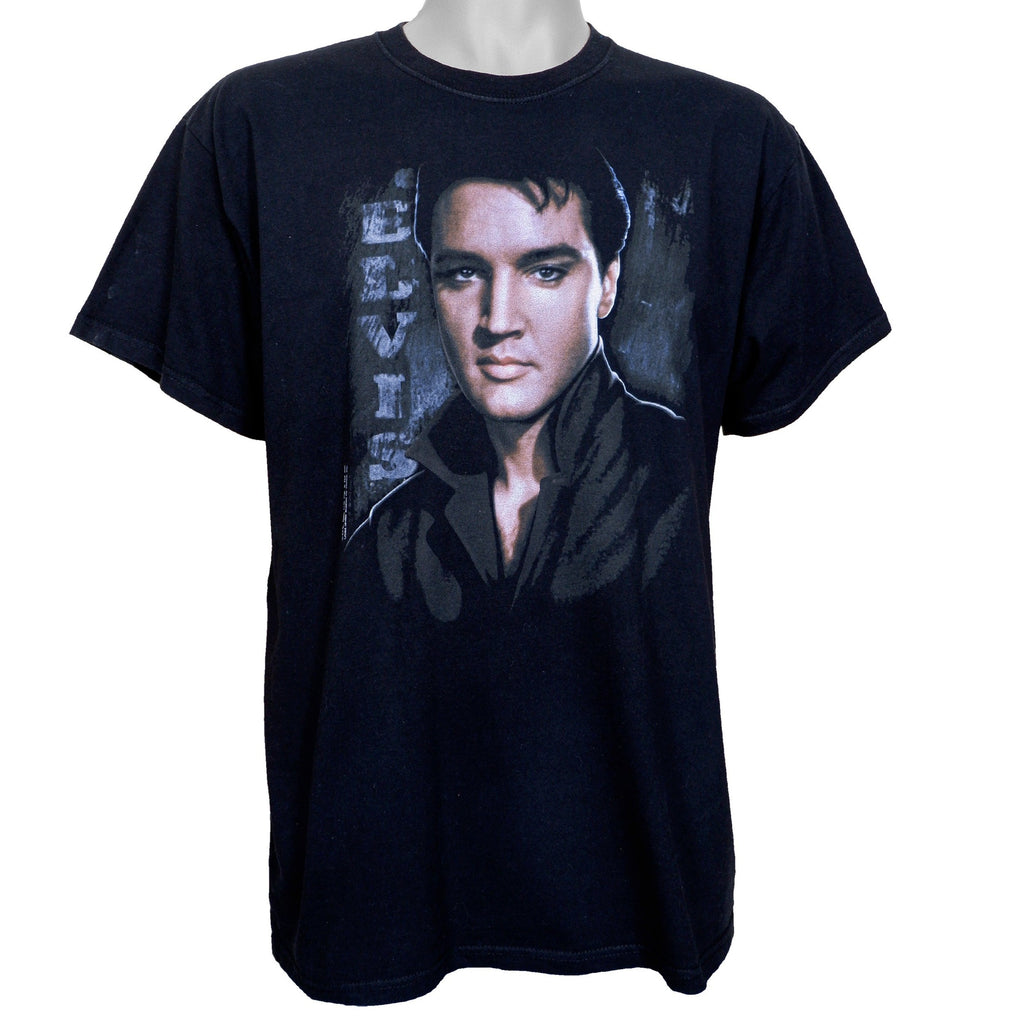 Vintage - Black Elvis Presley T-Shirt 1990s Large Vintage Retro