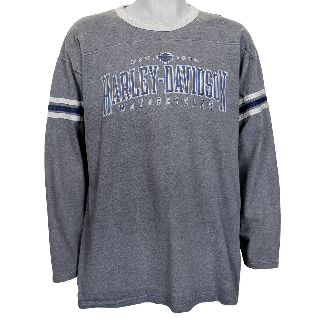 Harley Davidson - Grey Waterford City, Ireland Spell-Out Long Sleeved Shirt 1990s Large Vintage Retro