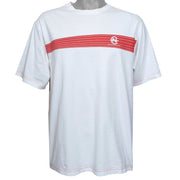 Nautica - White with Red Logo T-Shirt 1990s Large Vintage Retro
