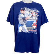 MLB - Cleveland Indians David Justice Spell-Out T-Shirt 1999 Large Vintage Retro Baseball