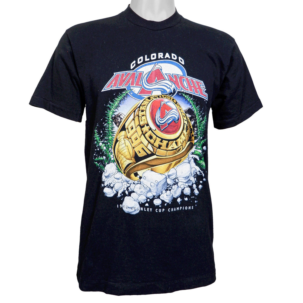 NHL (Pro Player) - Colorado Avalanche Stanley Cup Champions Ring T-Shirt 1996 Small Retro Hockey
