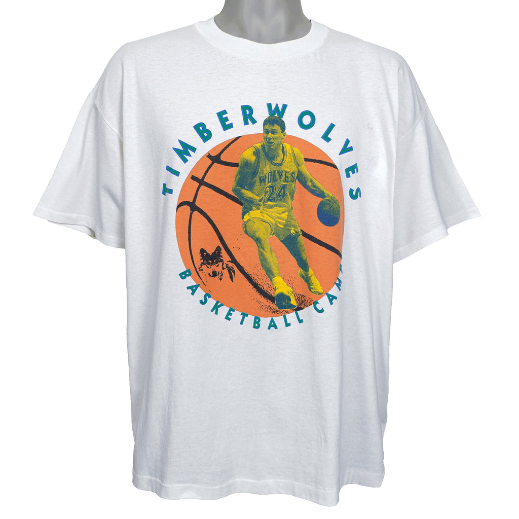 Vintage (Hanes) - White Timberwolves Basketball Camp T-Shirt 1990s X-Large