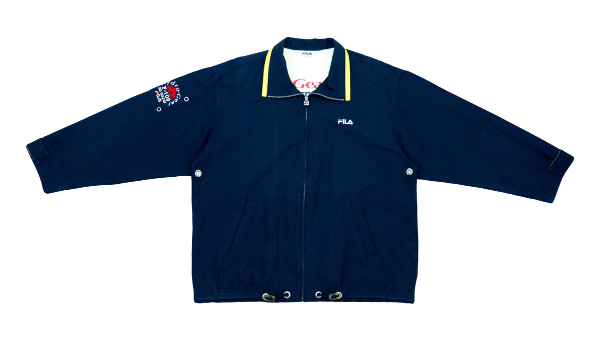 FILA - Dark Blue Sailing Denim Jacket 1990s Large Vintage Retro 