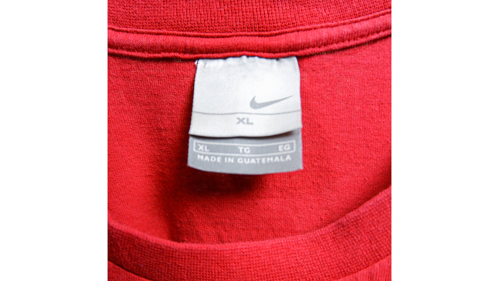 Nike - Red Big Logo T-Shirt 1990s X-Large Vintage Retro