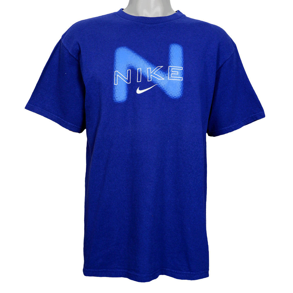 Nike - Blue Spell-Out T-Shirt 1990s Medium Vintage Retro