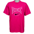 Nike - Pink Spell-Out T-Shirt 1990s Large Vintage Retro