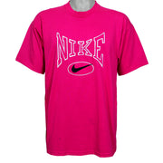 Nike - Pink Spell-Out T-Shirt 1990s Large Vintage Retro
