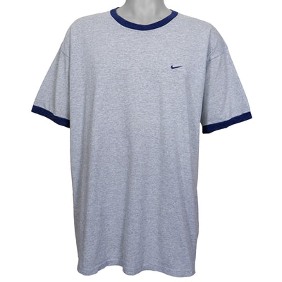 Nike - Grey Classic Ringer T-Shirt 1990s X-Large