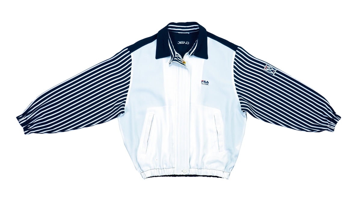 FILA - Black and White Jacket with Arm Detail 1990s Medium Vintage Retro 