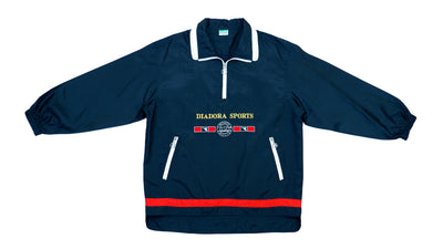 Diadora - Dark Blue 1/4 Zip Windbreaker 1990s Large