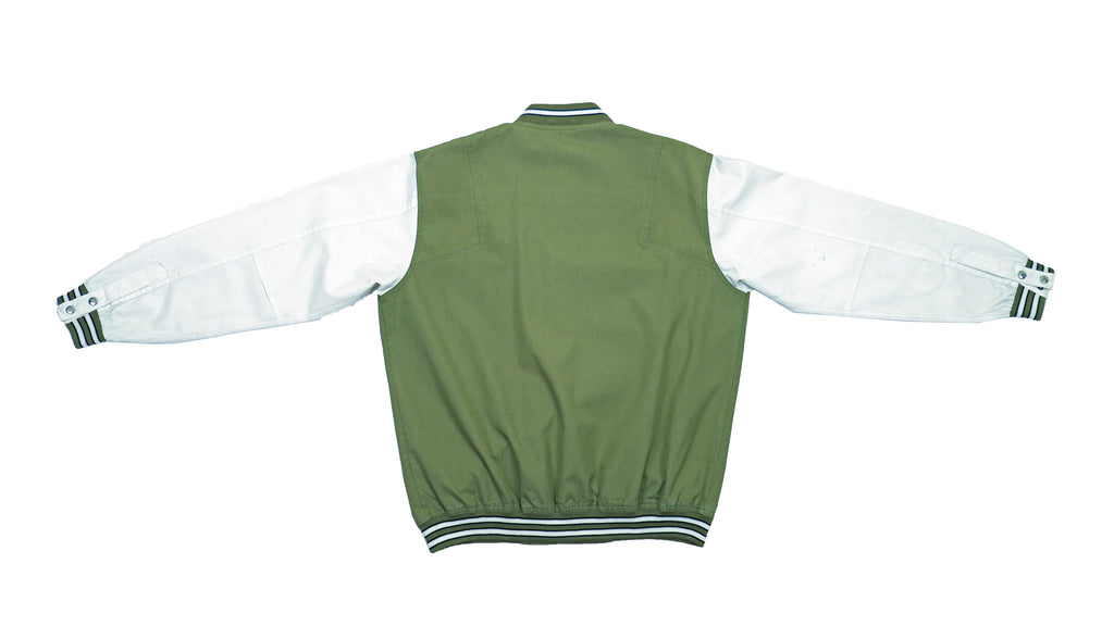 Nike - Green & White Button Up Baseball Jacket 1990s Medium Vintage Retro 