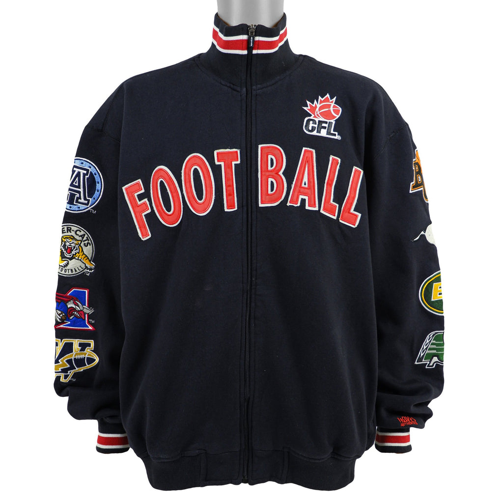 Vintage (Waves Sportswear) - CFL Football Logos Spell-Out Sweatshirt 1990s X-Large Vintage Retro Football