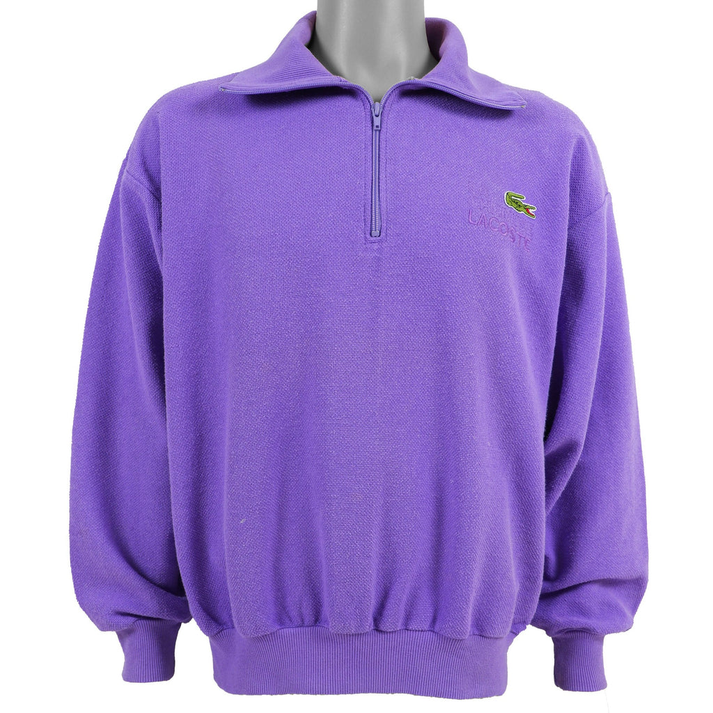 Lacoste - Purple 1/4 Zip Sweatshirt 1990s Large Vintage Retro