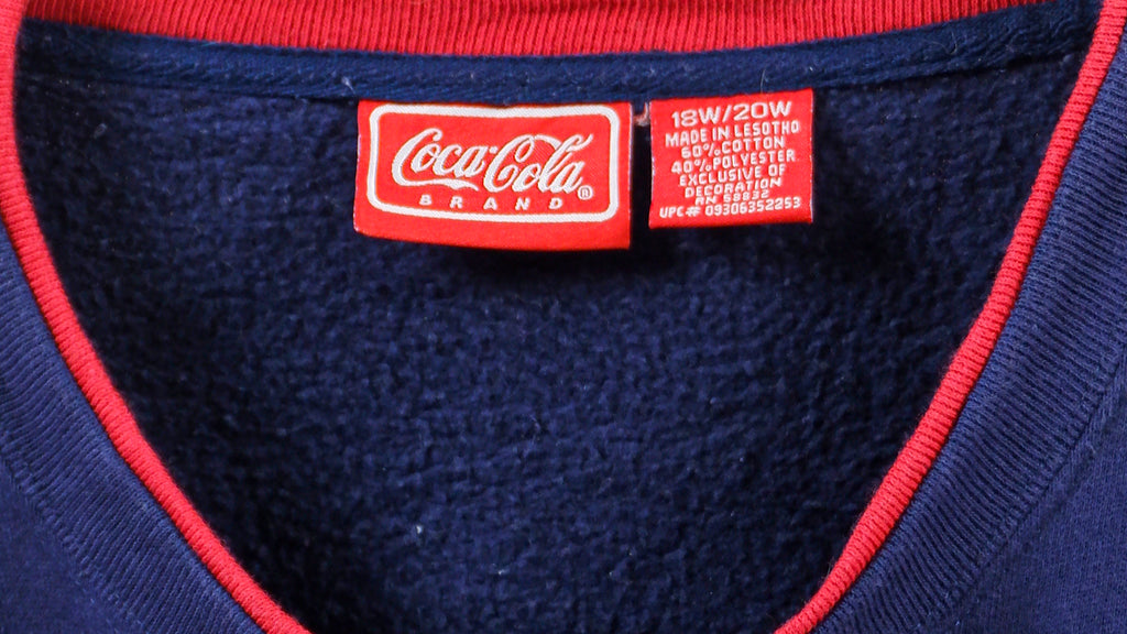 Vintage - Blue Coca-Cola Spell-Out Crew Neck Sweatshirt 1990s Large Vintage Retro