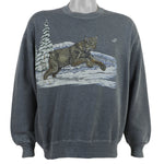 Vintage (Jerzees) - Wildlife - Lynx Sweatshirt 1990s Large Vintage Retro