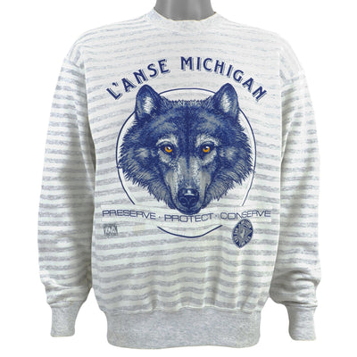 Vintage - Lanse Michigan Preserve, Protect, Conserve Crew Neck Sweatshirt 1991 Large