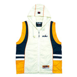 FUBU - White Spell-Out Hooded Vest 1990s Medium Vintage Retro 