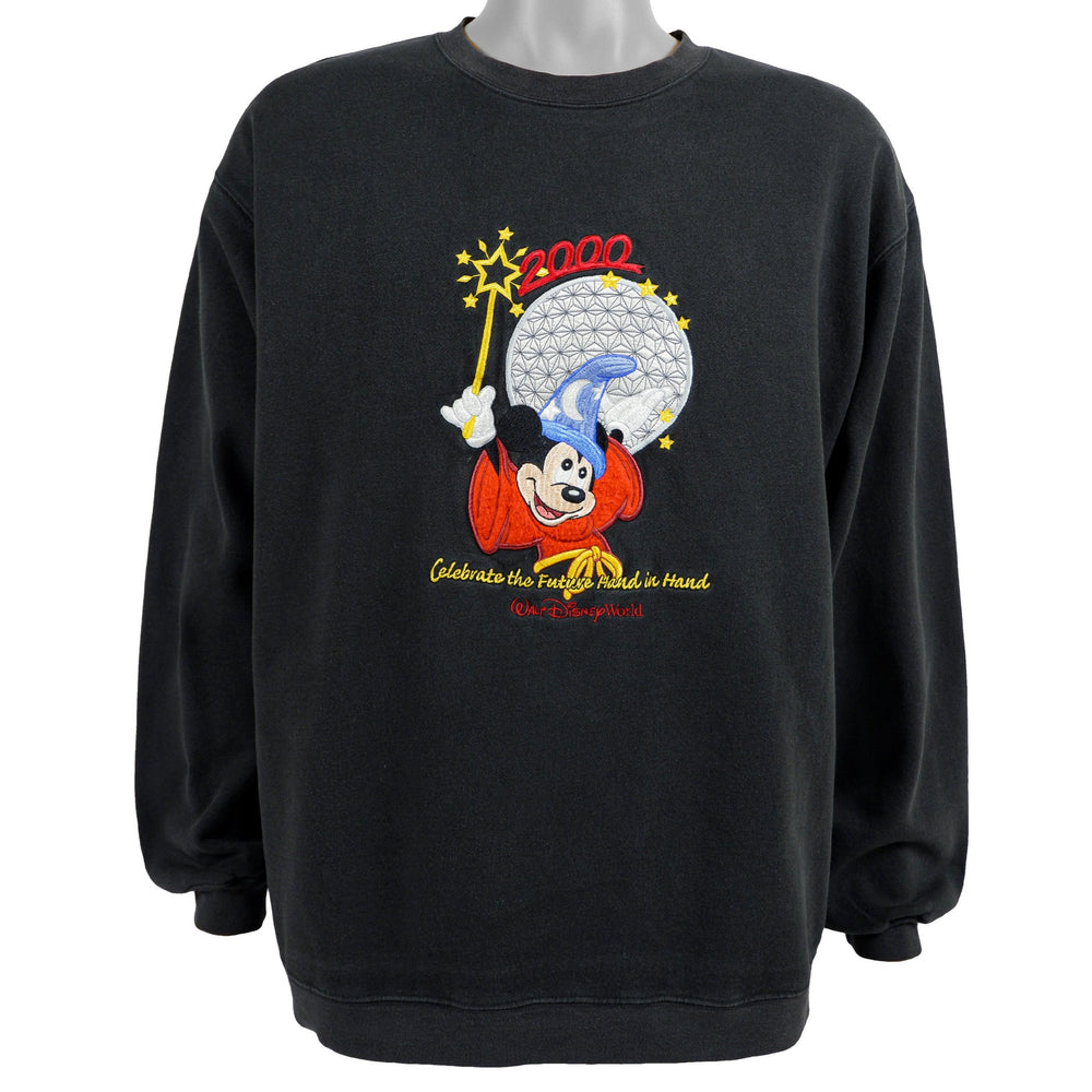 Disney - 2000 -Celebrate the Future Hard in Hand  Crew Neck Sweatshirt 1990s Large Vintage Retro