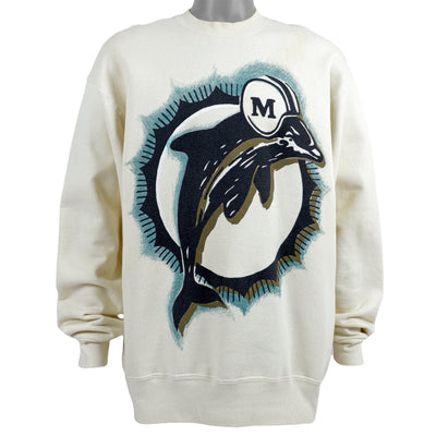 NFL (Salem) - Miami Dolphins Big Logo Crew Neck Sweatshirt 1990s Large