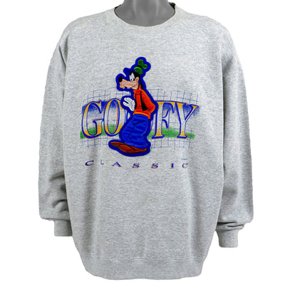 Disney (Genus) - Grey Goofy Classic Embroidered Sweatshirt 1990s X-Large