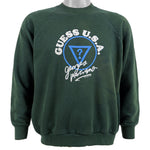 Guess - Green Big Logo & Spell-Out Sweatshirt 1990s Medium Vintage Retro