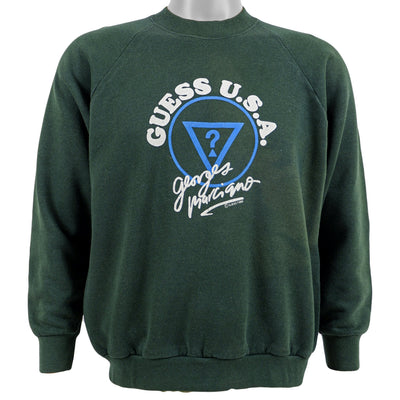 Guess - Green Guess U.S.A. Georges Marciano Spell-Out Sweatshirt 1995 Medium