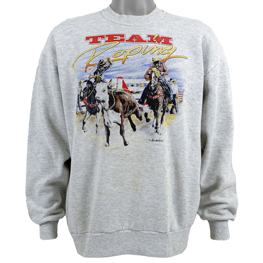 Vintage - Team Roping Crew Neck Sweatshirt 1990s Large Vintage Retro