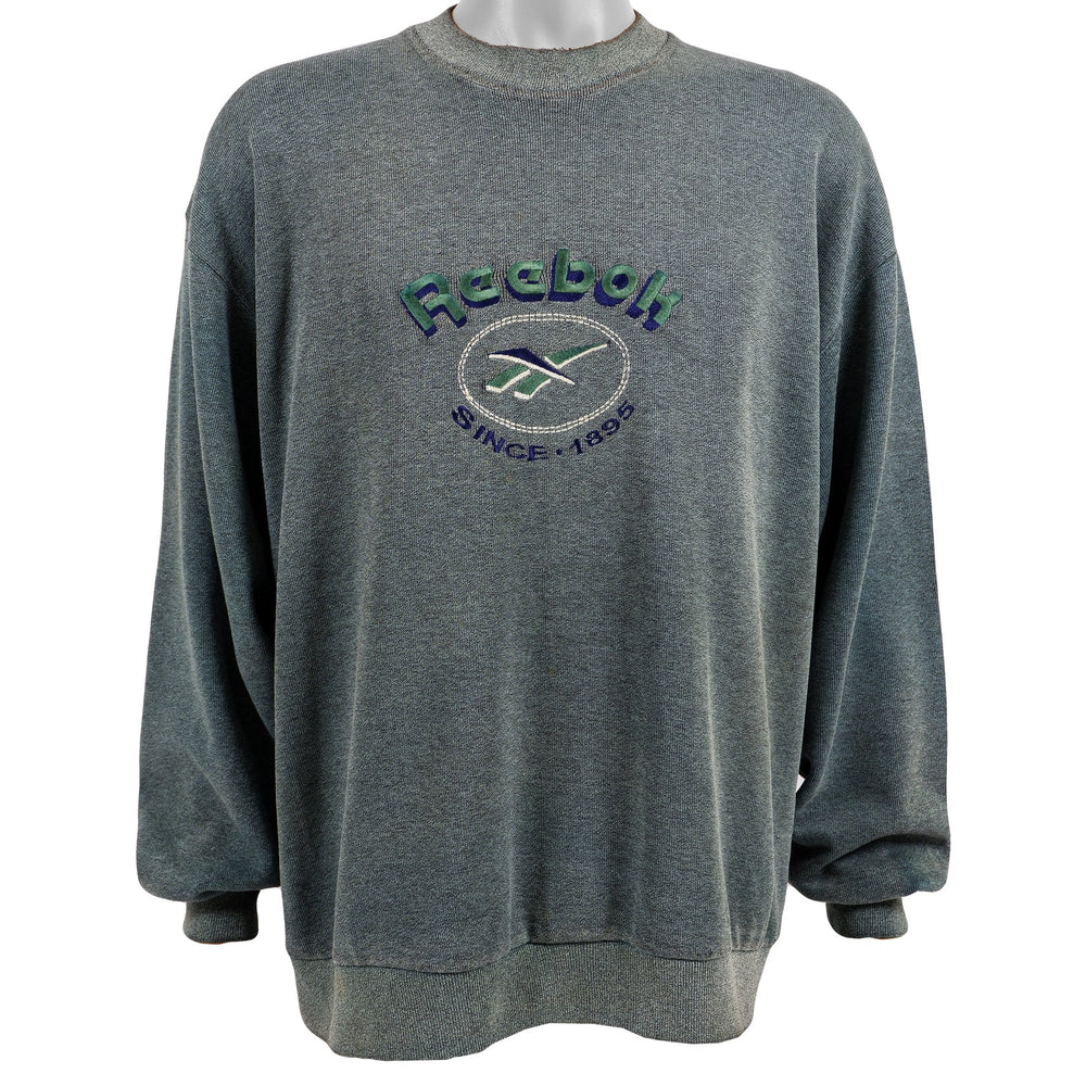 Reebok - Green Camo Spell-Out Sweatshirt 1990s Large Vintage Retro