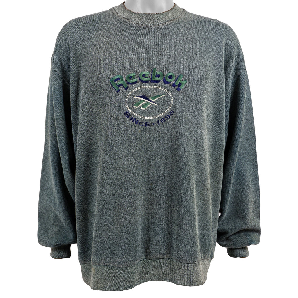Reebok - Green Camo Spell-Out Sweatshirt 1990s Large Vintage Retro