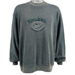 Reebok - Green Camo Spell-Out Sweatshirt 1990s Large Vintage Retro