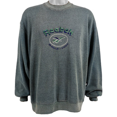 Reebok - Green Camo Spell-Out Sweatshirt 1990s Large
