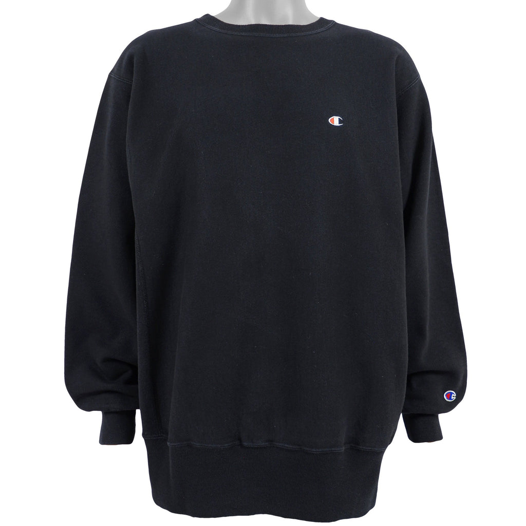 Champion - Black Crew Neck Sweatshirt 1990s X-Large Vintage Retro
