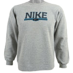 Nike - Grey Spell-Out Crew Neck Sweatshirt 1990s Medium