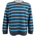 Lacoste - Black & Blue Striped Long Sleeved Shirt 1990s Medium Vintage Retro