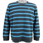 Lacoste - Black & Blue Striped Long Sleeved Shirt 1990s Medium